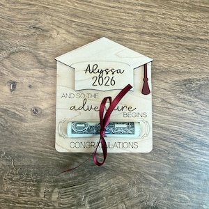 personalized graduation money holder 2026 grad gifts, custom and so the adventure begins high school graduation gifts for boys, cash holder