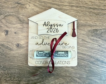 personalized graduation money holder 2026 grad gifts, custom and so the adventure begins high school graduation gifts for boys, cash holder