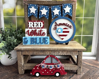 4th of July Tiered Tray Decor, 4th of July Sign Decor, Patriotic Tier Tray Decor, Summer Decor, American Decor, Patriotic Signs