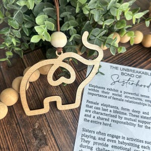 elephant friendship ornament handmade, sentimental Christmas gifts for best friend birthday gifts for her, sisterhood elephant ornament wood