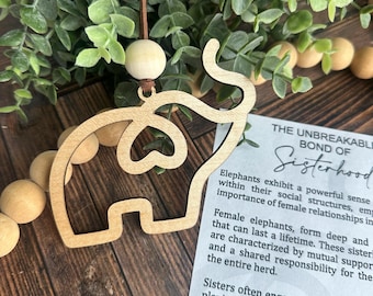 elephant friendship ornament handmade, sentimental Christmas gifts for best friend birthday gifts for her, sisterhood elephant ornament wood