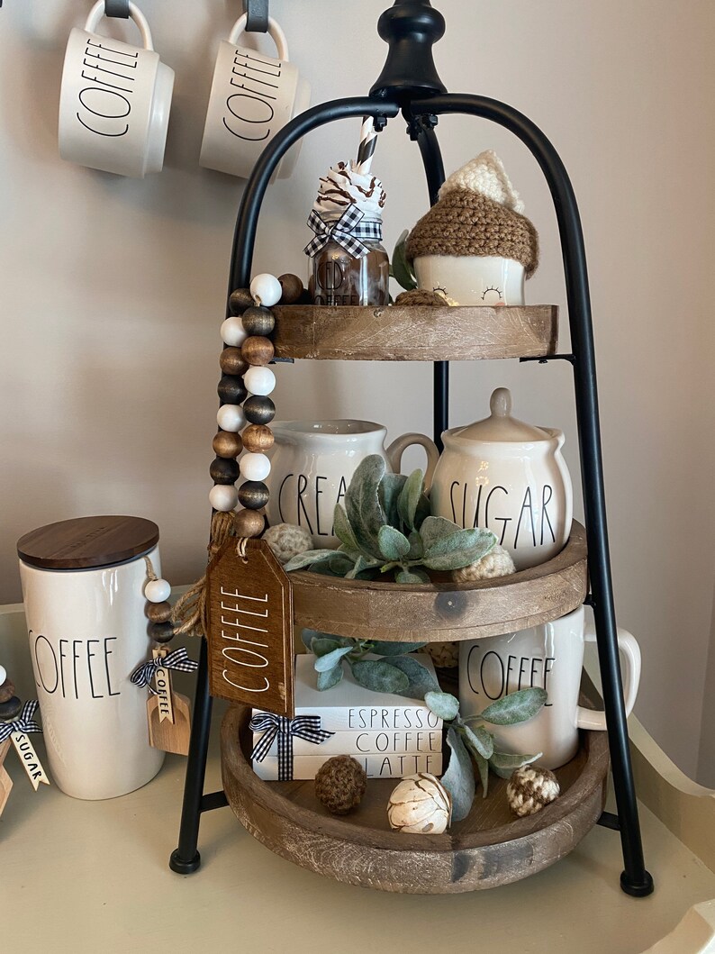 Coffee Bar Tiered Tray Decor Set Sugar and Coffee Mini Scoop Etsy