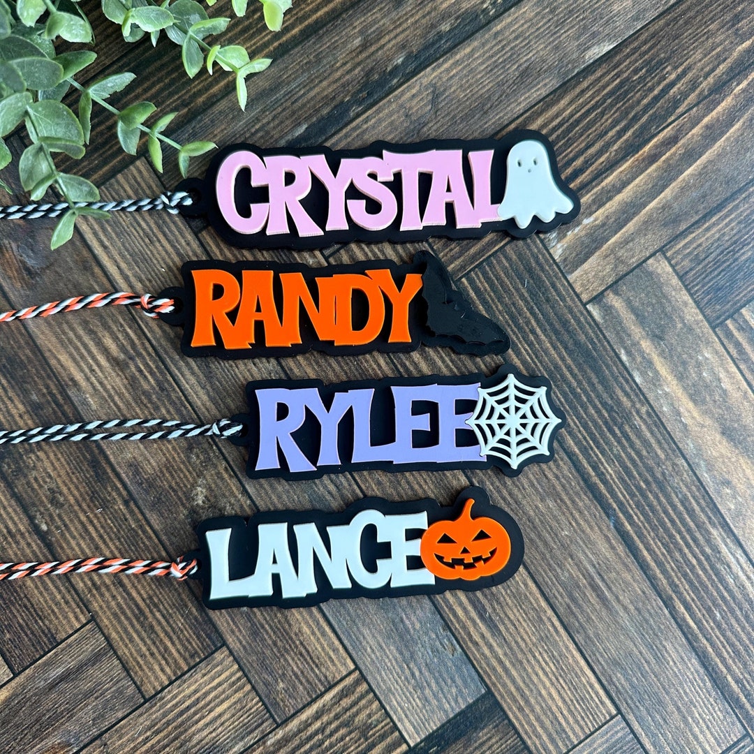 Personalized Spooky Cute Ghost Boo Bag Tag for Kids, Jack O Lantern ...
