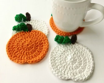Crochet Pumpkin Coasters set of 4, Pumpkin Coasters, Thanksgiving decor,  Fall decor, Drink coaster,  Halloween gifts, Housewarming gift