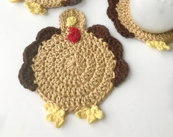 Crochet Turkey Coasters set, 4 pack