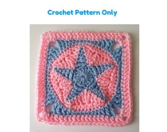 Star Bright - Crochet Star Granny Square Written Pattern, Crochet Pattern Star Granny Square,