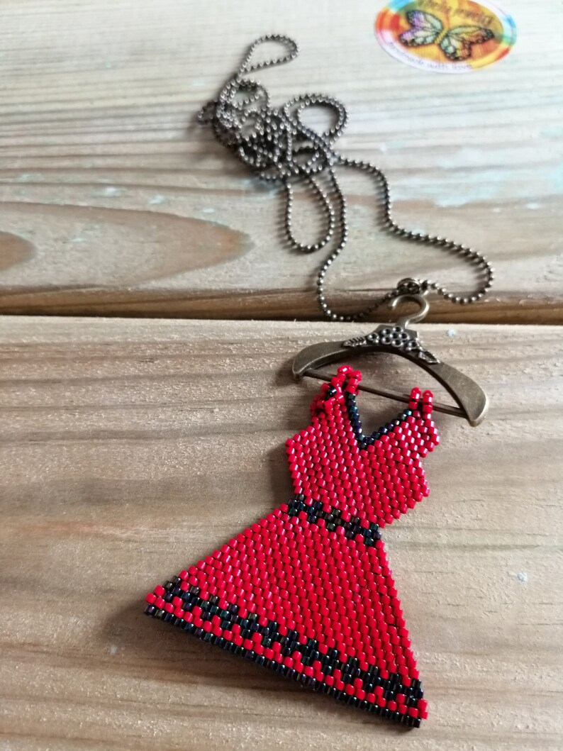 Handmade pendant to Chain-handembroidered pendant dress-dress pendant to beads necklace-Chelia Jewelry-long necklace