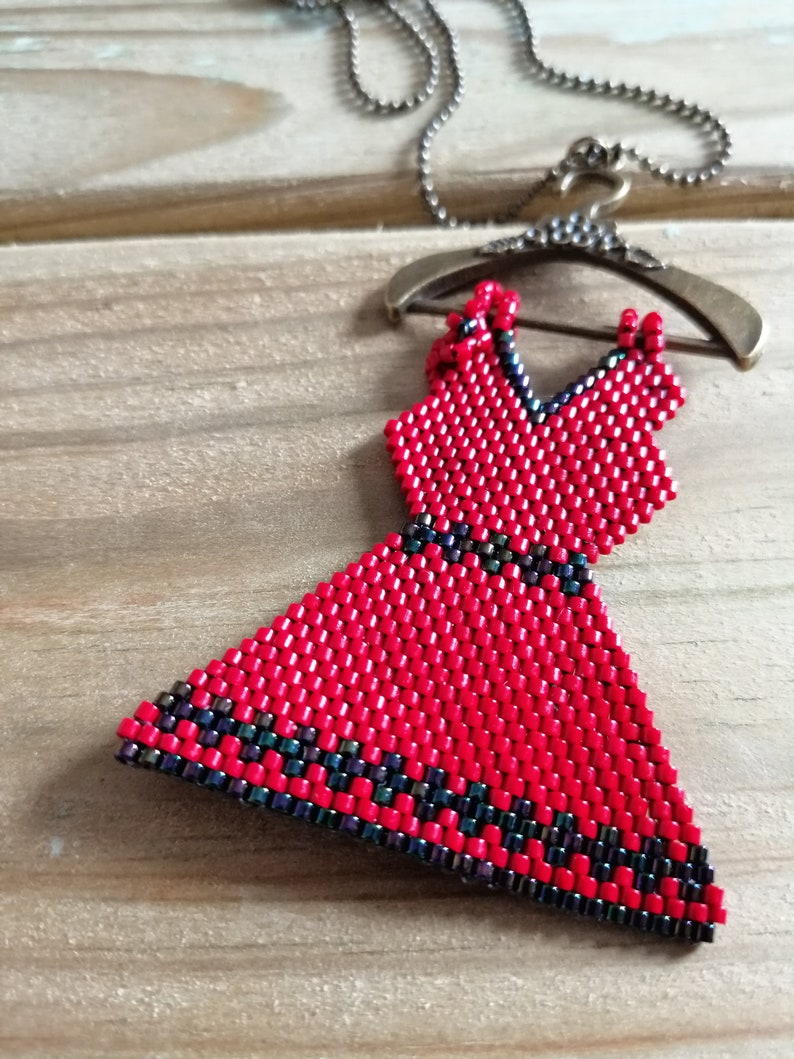 Handmade pendant to Chain-handembroidered pendant dress-dress pendant to beads necklace-Chelia Jewelry-long necklace