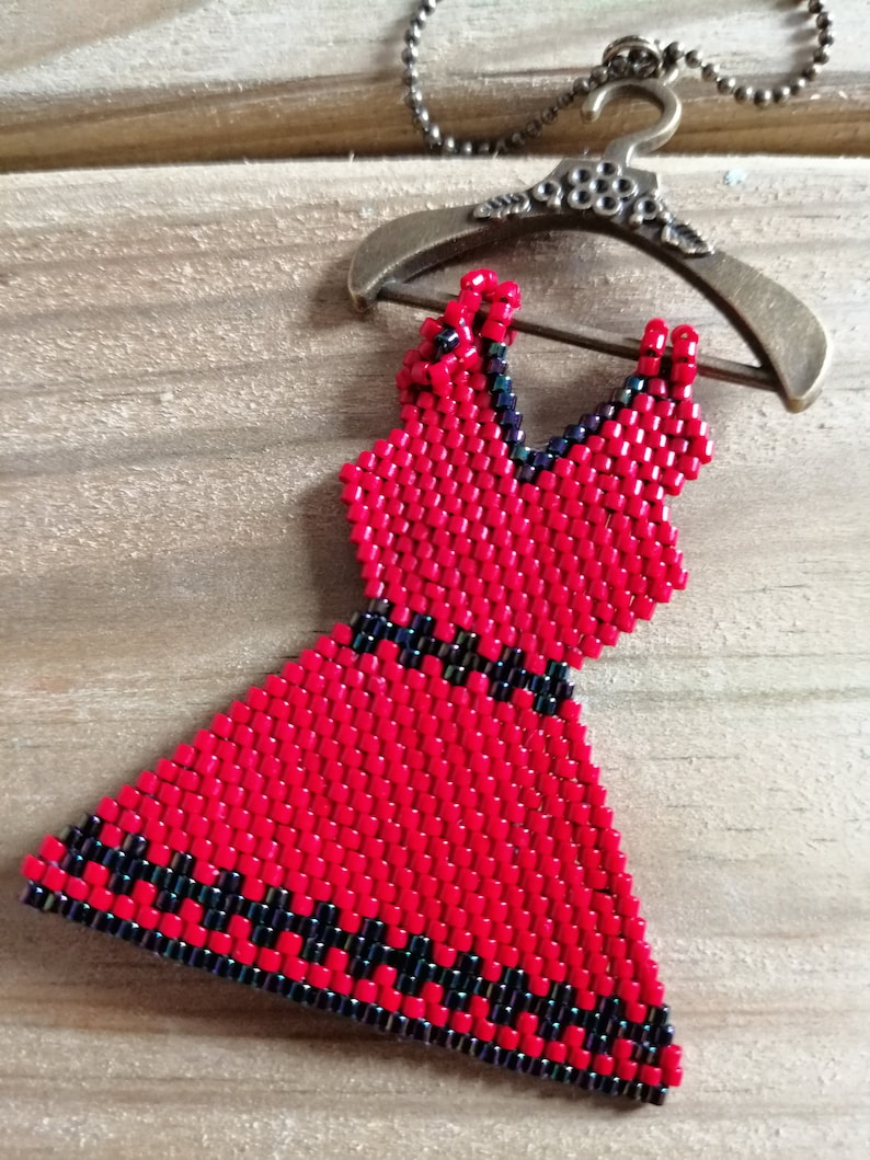 Handmade pendant to Chain-handembroidered pendant dress-dress pendant to beads necklace-Chelia Jewelry-long necklace