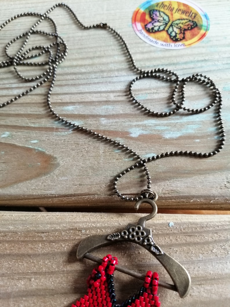 Handmade pendant to Chain-handembroidered pendant dress-dress pendant to beads necklace-Chelia Jewelry-long necklace