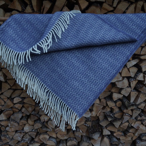 English Violet Plaid Lambswool Blanket: Soft Light Cover
