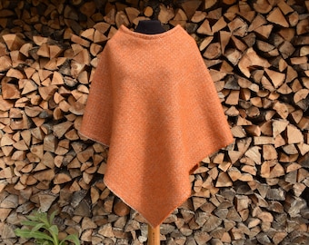 Orange extra large sized lambs wool poncho Orange gray extra large sized lambs wool cloak Orange gray extra large sized lambs wool cape