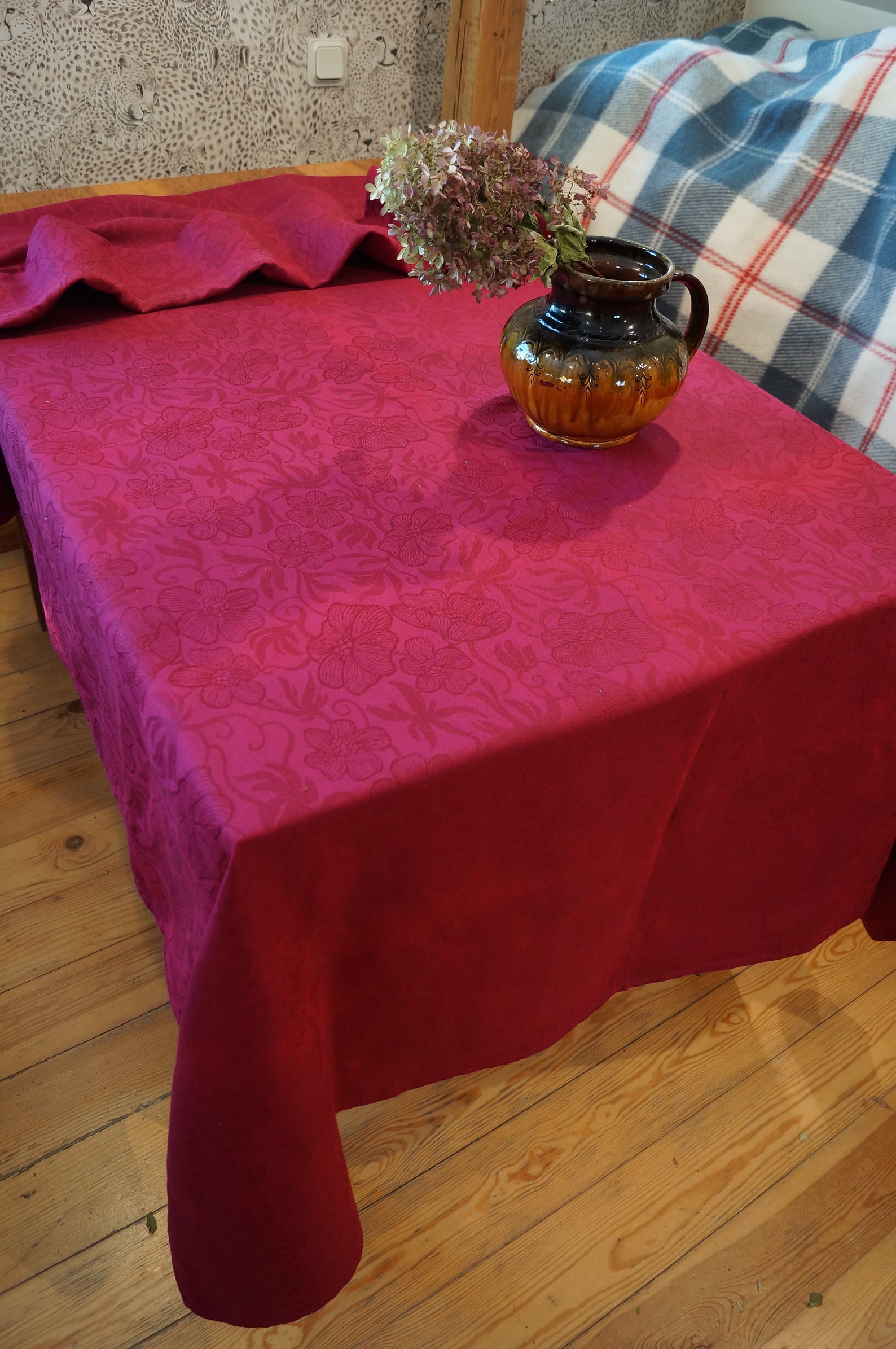 Wine colored tablecloth The most important cutlery Deep red Etsy