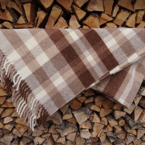 Sheep and alpaca wool blanket Alpaca and sheep wool plaid Warm plaid  Double-layer woolen yarn blanket Wide two-fiber wool shoulder scarf