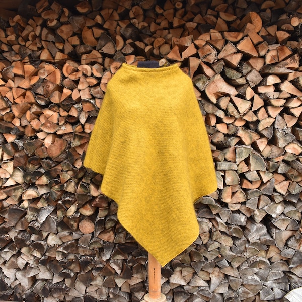 Extra large size yellow tiger lambs wool poncho Tiger color L-XL size light lambs wool cloak L-XL size tiger color lambs wool cape Wool cape