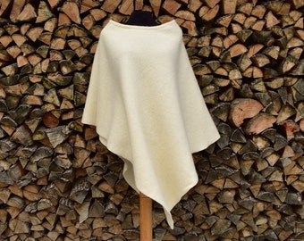 Très grande cape en laine d'agneau crème blanche Cape en laine d'agneau unie taille XL Cape en laine d'agneau crème blanche XL Cape en laine d'agneau crème blanche