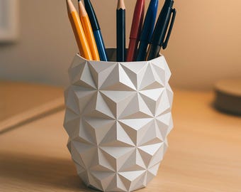 Archivo STL de portalápices – Organizador de escritorio para impresión 3D – Sin soportes – Descarga digital