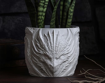 Fantasy Dragon Plant Pot STL File – Digital 3d Printer file – no supports