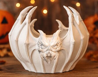 Halloween Vampire Bat Basket STL File – Gothic 3D Print Decor with No Supports