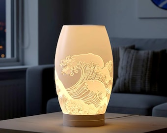 Waves Lamp Shade STL file – Digital 3d Printer file – no supports