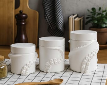 Oktopus-Vorratsglas (STL) – 3D-Druckvorlage – Ohne Stützstrukturen – Maritimes Dekor – Digitale Datei