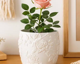Rose Plant Pot STL File – Digital 3d Printer file – no supports
