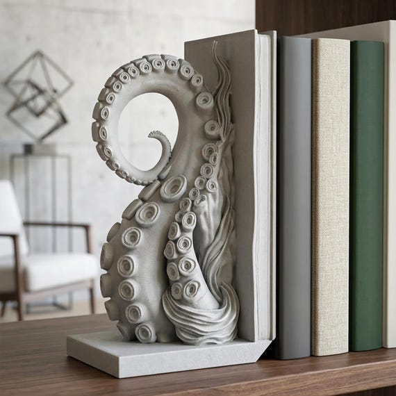 Octopus Book end STL file – Digital 3d Printer file – no supports