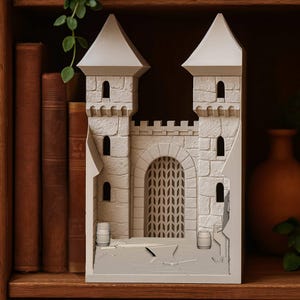 Castle Book Nook STL: 3D Printable Fantasy Bookshelf Insert Digital File