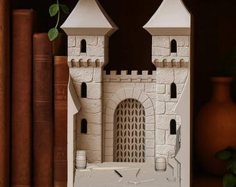 Castle Book Nook STL: 3D Printable Fantasy Bookshelf Insert Digital File