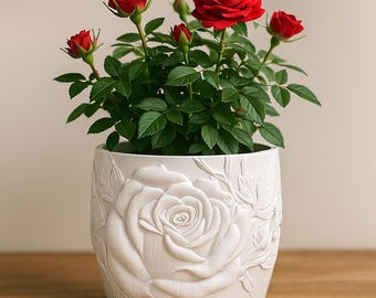 Rose Plant Pot STL File – Digital 3d Printer file – no supports