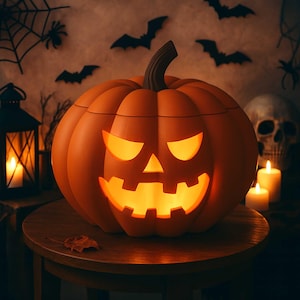 Spooky Pumpkin Basket STL | Jack O Lantern Halloween 3D Model | Home Decor Printable