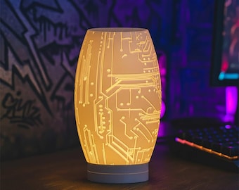 Sci fi Lamp Shade STL file – Digital 3d Printer file – no supports