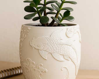 Koi Fish Plant Pot STL File – Digital 3d Printer file – no supports