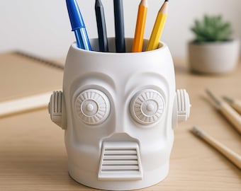 Portalápices robot STL – Organizador de bolígrafos para impresión 3D – Sin soportes – Descarga de archivo digital