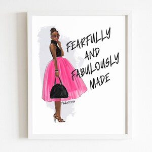Psalm 139:14, wonderfully made, gift for her, fashion art, christian home decor, mom gift, printable art, bedroom art, black girl magic