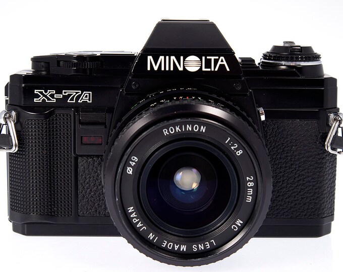 MINOLTA X7A 35mm Film Camera With 28mm F/2.8 Rokinon Lens in Great