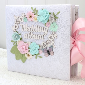 Handmade Wedding Scrapbook Album: Floral Decorated Memory Book