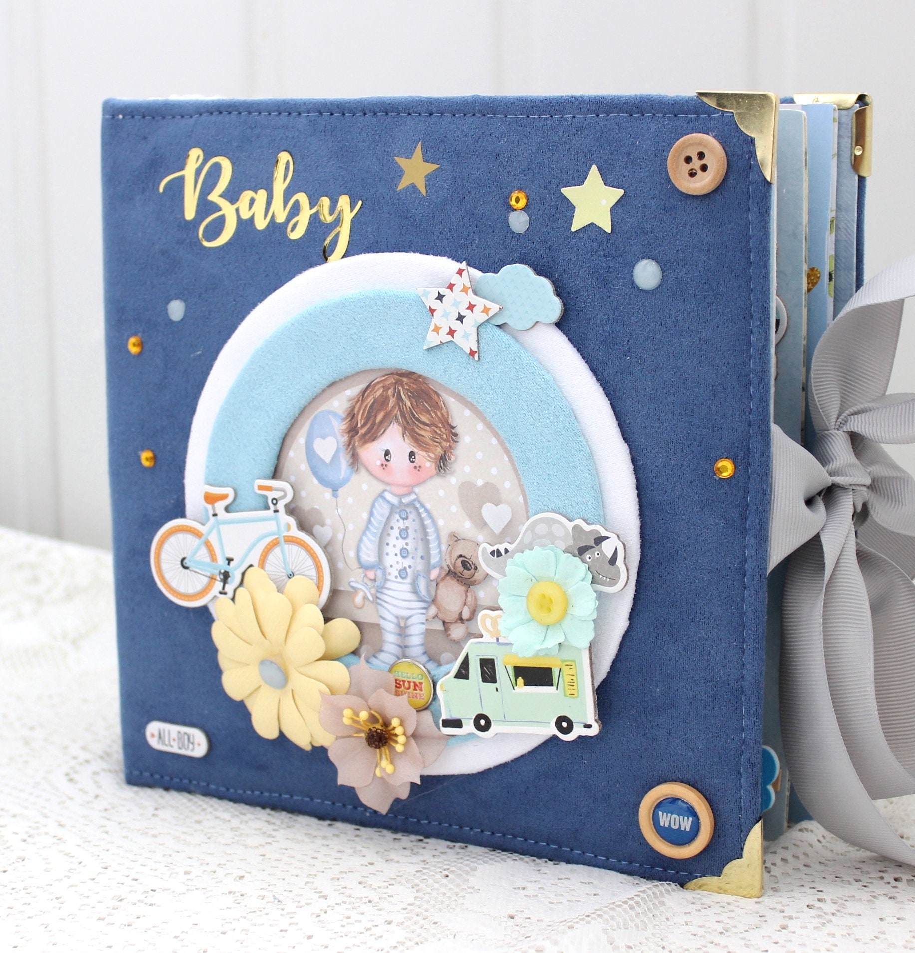 Baby boy album Scrap album Baby book Newborn album Baby gift Etsy