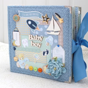 Baby boy scrapbook album Baby boy photo album Baby memory book Handmade album First baby album Newborn album Baby boy gift