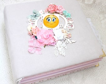 Large baby girl  scrapbook album Baby photoalbum Baby memory book Newborn photo album Baby girl gift