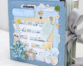 Handgemachtes Baby Boy Scrapbook Album: Neugeborenes Andenken Geschenk