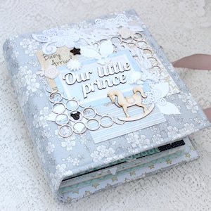 Handmade baby boy photo album Baby scrapbook album  Baby memory book Baby gift