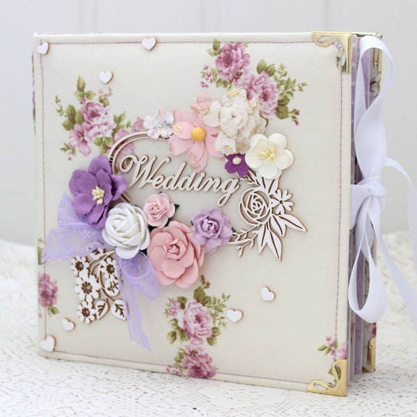 Wedding scrapbook album Wedding day gift Wedding memory book Handmade wedding photo album