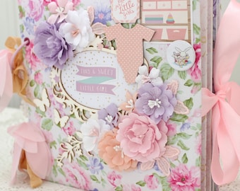 Floral Baby Girl Scrapbook Album: Newborn Memory Book (8x8)
