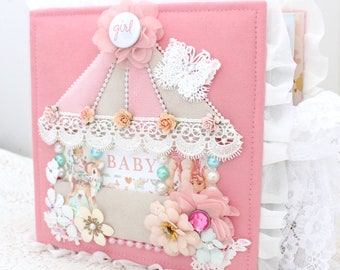 Baby Girl Scrapbook Album: Handmade Newborn Photo Memory Book