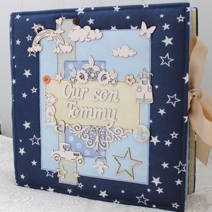 Large handmade baby boy album Newborn album Baby scrapbook Baby gift