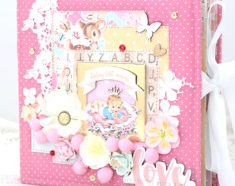 Baby girl scrapbook album Baby memory book Baby girl photo album Newborn album Baby girl gift