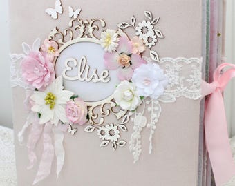 Large Baby Girl Scrapbook Album: Handmade Newborn Memory Book