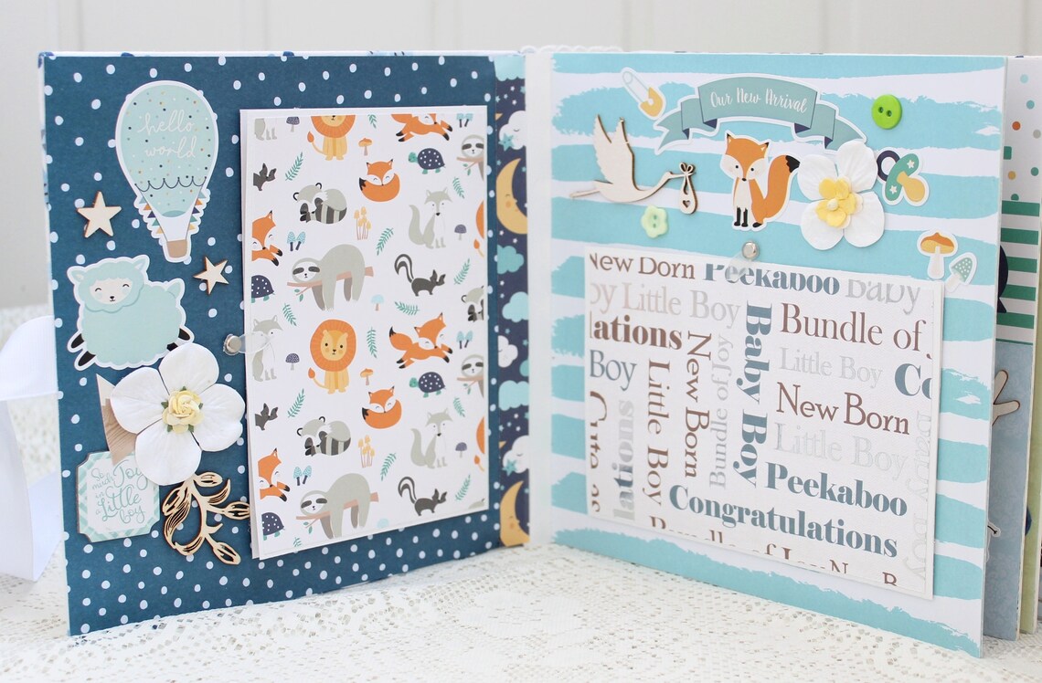 Baby Scrapbook Album Baby Boy Photo Album Baby Memory Book Etsy