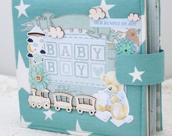 Baby Jungen Fotoalbum: Handgefertigtes Erinnerungsbuch zur Geburt
